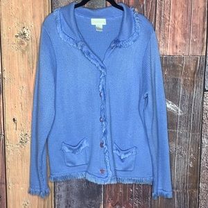 Chadwick’s Blue Button Down Cardigan Sweater with Pockets